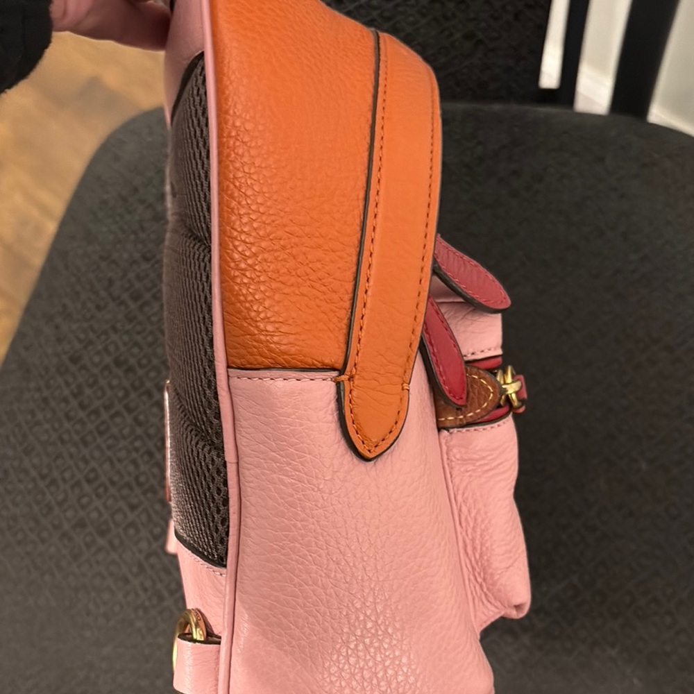 Coach Pink and Orange Leather Backpack - Picture 6 of 10